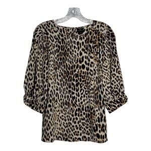 Worthington‎ Women's Leopard Print 3/4 Sleeve Blouse Top - Size S
